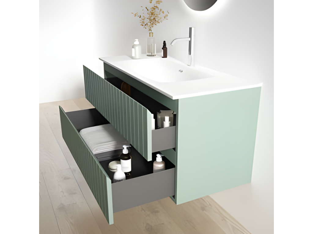 Boisona Black Porcelain Stoneware Bathroom Vanity Unit with 2 Drawers, W80 x H54 x D45 cm, Matte Black Lacquered, GLOW UVML40751