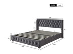Upholstered velvet storage bed - decorated with rivets - with slatted base - 180x200cm - Grey WMUV30099