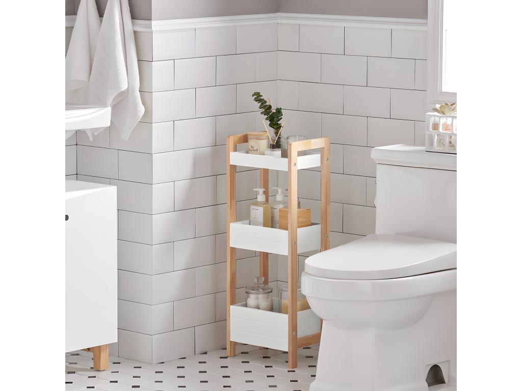 Storage Tower, Storage Shelf, Kitchen/Bathroom Shelf - 3 Tiers FRG226-WN FOSQ30602