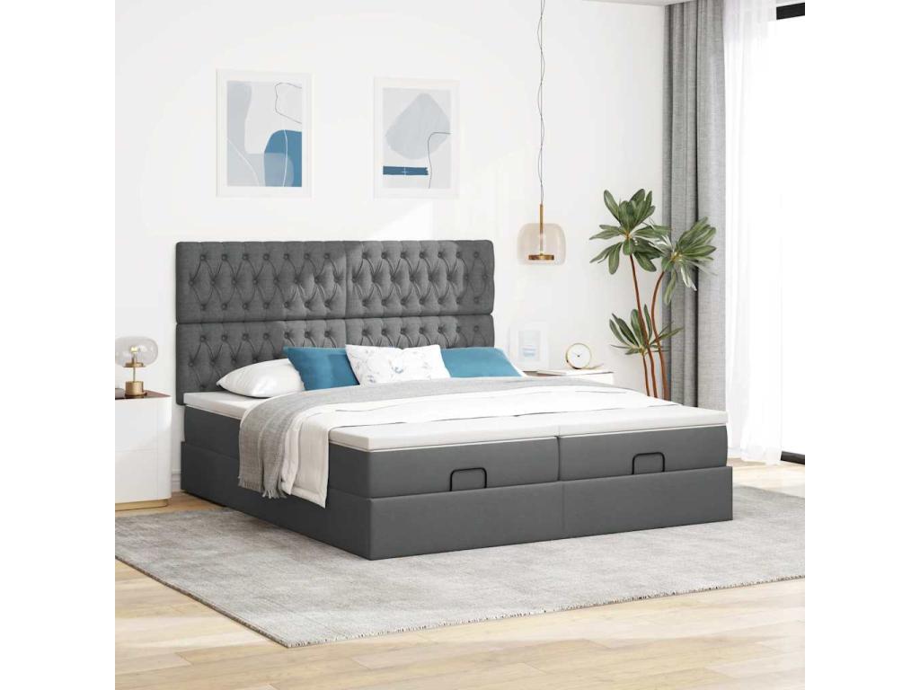 Boisona bed frame with dark grey mattress 160x200cm fabric SQOZ31093