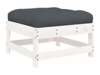 Garden footrest with white cushion, solid pine wood RERE63800