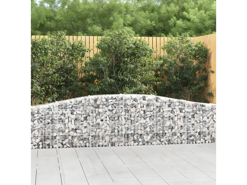 5-piece arched gabion baskets, 400x30x60/80 cm, galvanized iron, JJXM83744