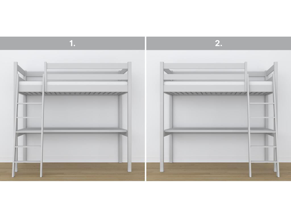 Wooden loft bed - with desk N03 Grey 80x190 MCCC55791