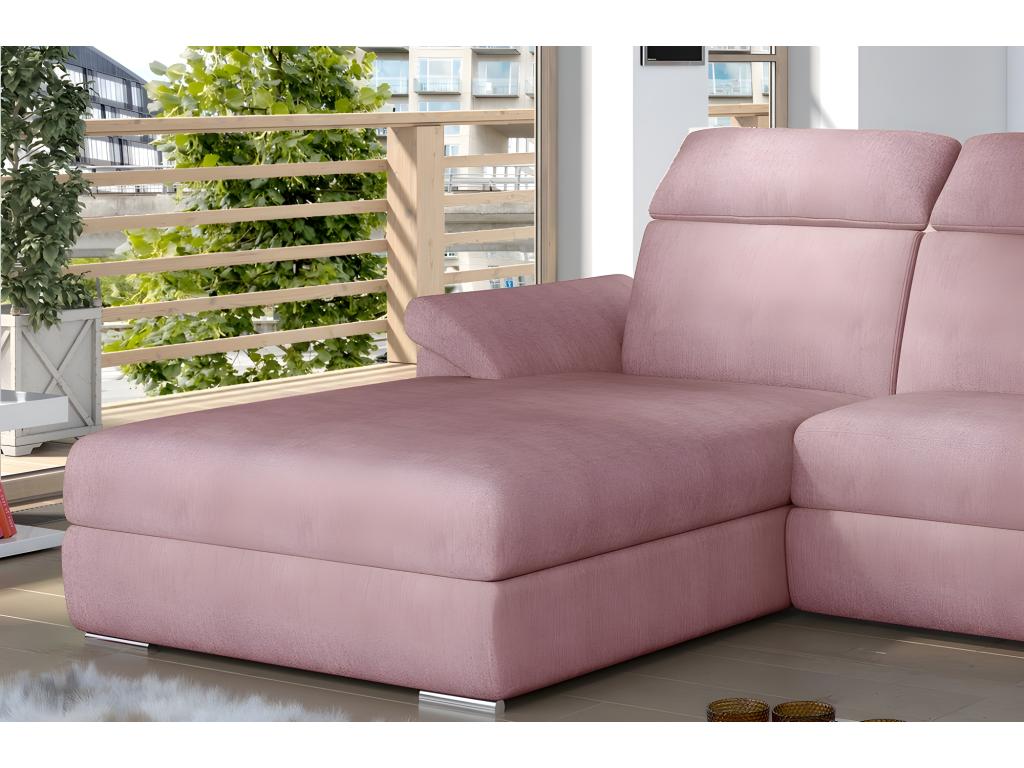 Luxury pink fabric corner sofa bed, 5-seater, left-hand corner (front view) Elariva VTVA93794