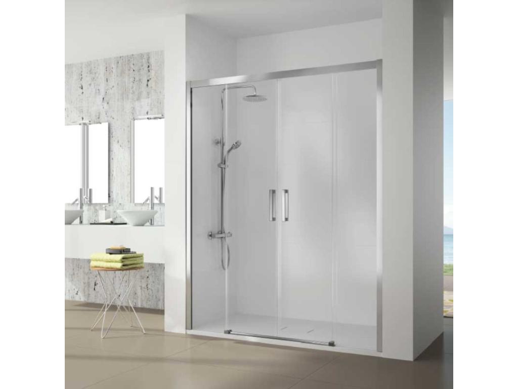 Shower enclosure with 2 fixed glass panels and 2 sliding doors S400 155 cm Without side panel ZUTM30408