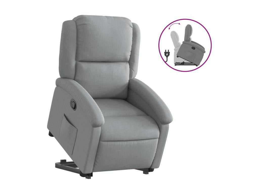 Light Grey Fabric Reclining Armchair LMLE83670