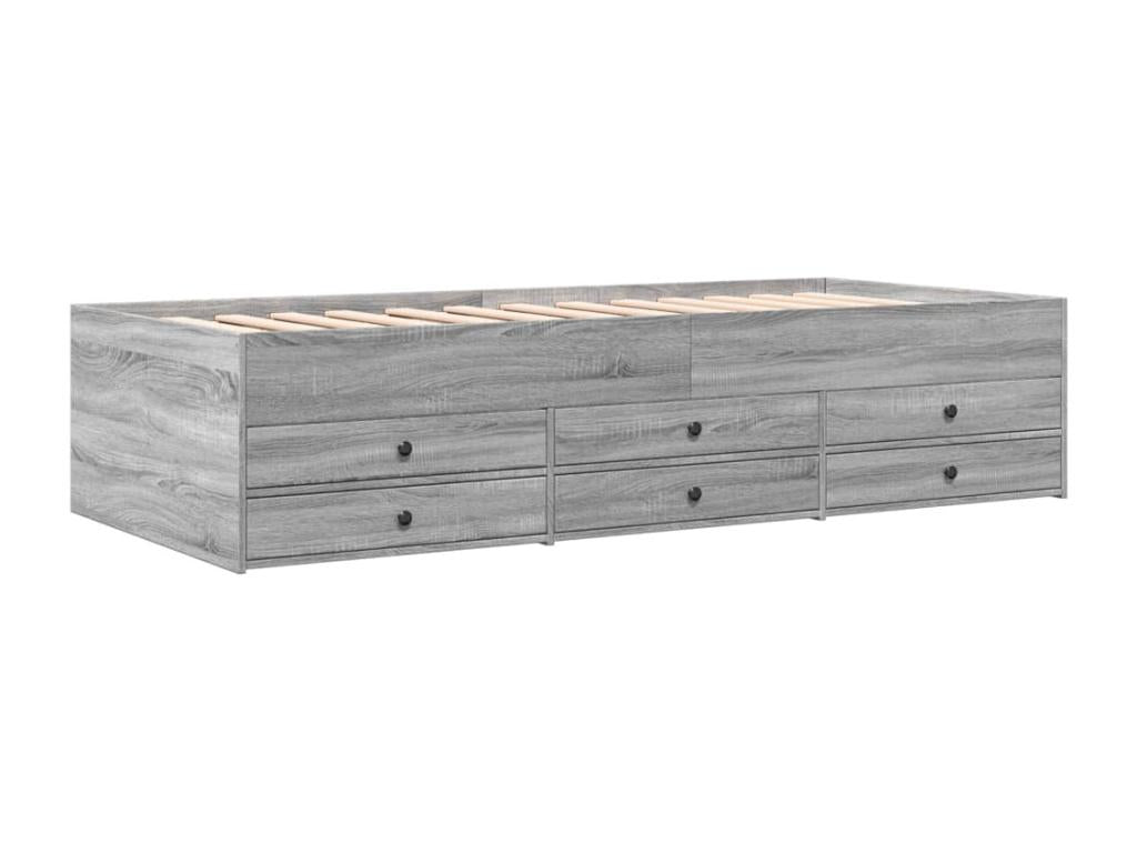 Daybed with drawers, grey, 75x190 cm, engineered wood, XLQA68237