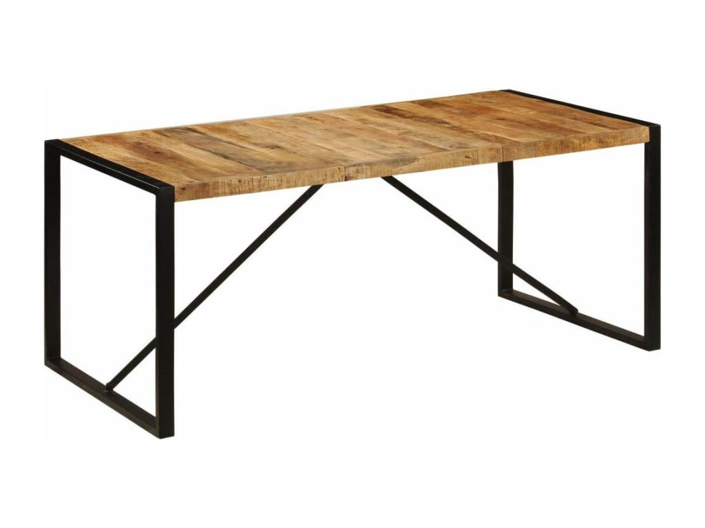Boisona 180cm Solid Mango Wood Dining Table with Black Steel Legs KDOE51099