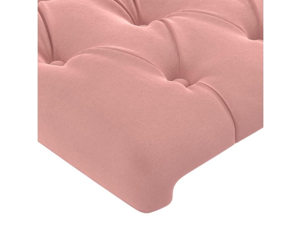 Bed frame with headboard, pink, 90x200 cm, velvet, IAVA77029