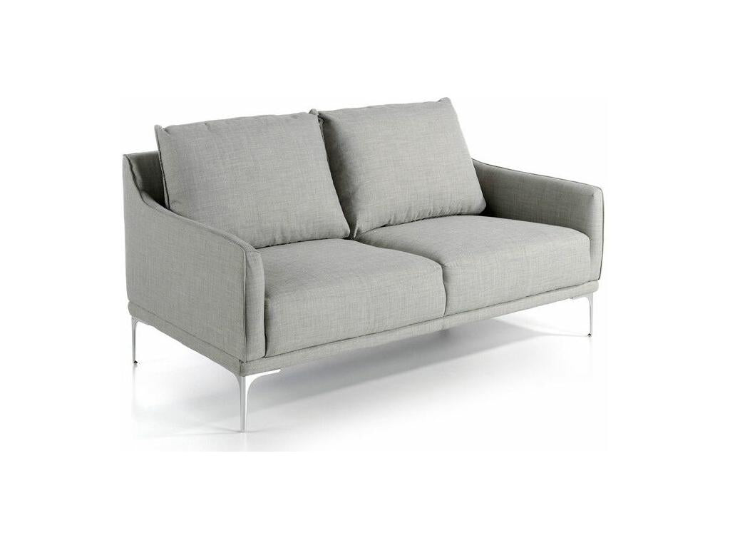 Elariva BOGY57004 2-seater designer sofa in light grey fabric and chrome steel