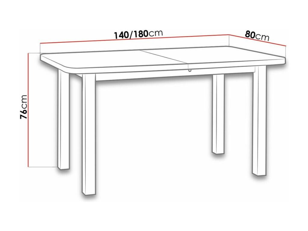 Table 113 Alder 76x80x140cm Extension Laminate Wood XFJR66103