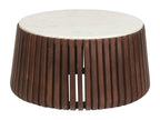 Elariva - White Marble Coffee Table with Walnut-Stained Mango Wood Base XRAX95183