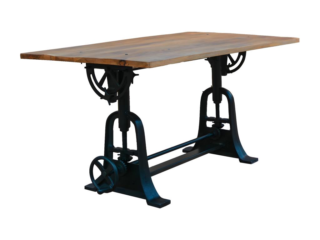 Boisona - Adjustable Solid Wood Industrial Style Table QQXW72240
