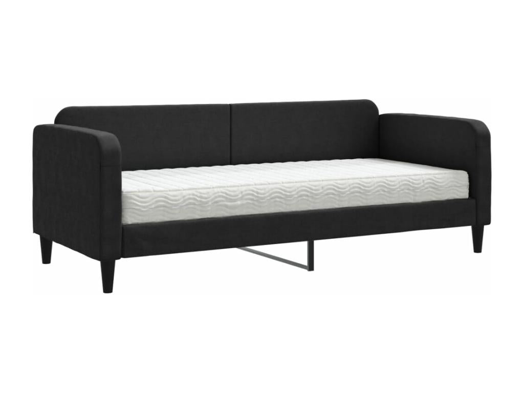Daybed with black mattress 80x200 cm fabric NBJD55566