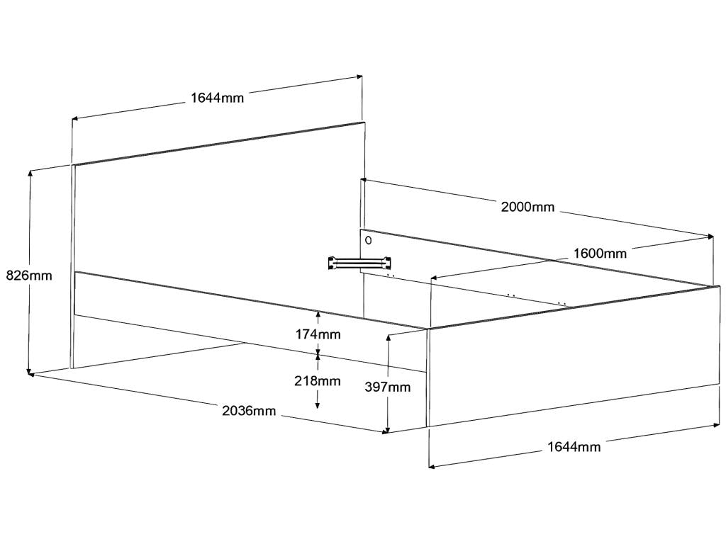 Bed with 2 drawers 160x200 cm - Natural and black slatted base - Elariva UJQA67230