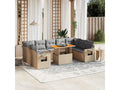 10-piece beige resin wicker garden furniture set with cushions QTXL93062