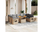 10-piece beige resin wicker garden furniture set with cushions QTXL93062