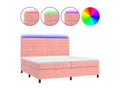 Bed base with LED mattress, Pink, 200x200cm, Velvet, HZPO03124