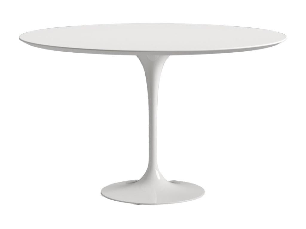 Round Tulip Table - Matte Black Top - Diameter 170 cm - Glossy White Base HKBW55220