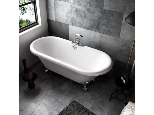 Vintage Retro Freestanding Bathtub, White, 154 cm, Gold Feet, XZYE11911