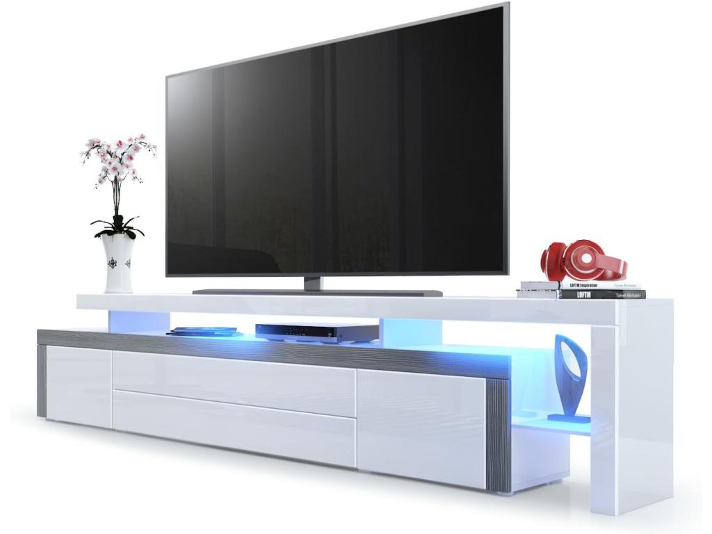 Elariva TV Stand - Anthracite and White Lacquered 227 cm with LED 52x227x35 VZJY03525
