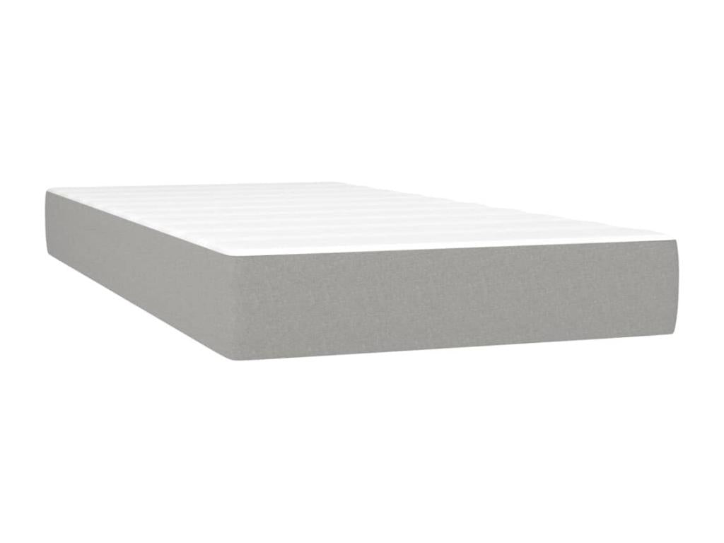 Upholstered bed base with mattress, light grey, 100x200 cm, fabric, 5 ZNJB87591