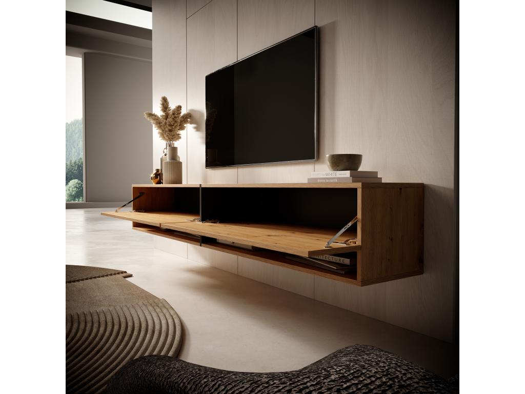 200cm TV unit - Lysvia oak with graphite insert - Lysvia OPIX97403
