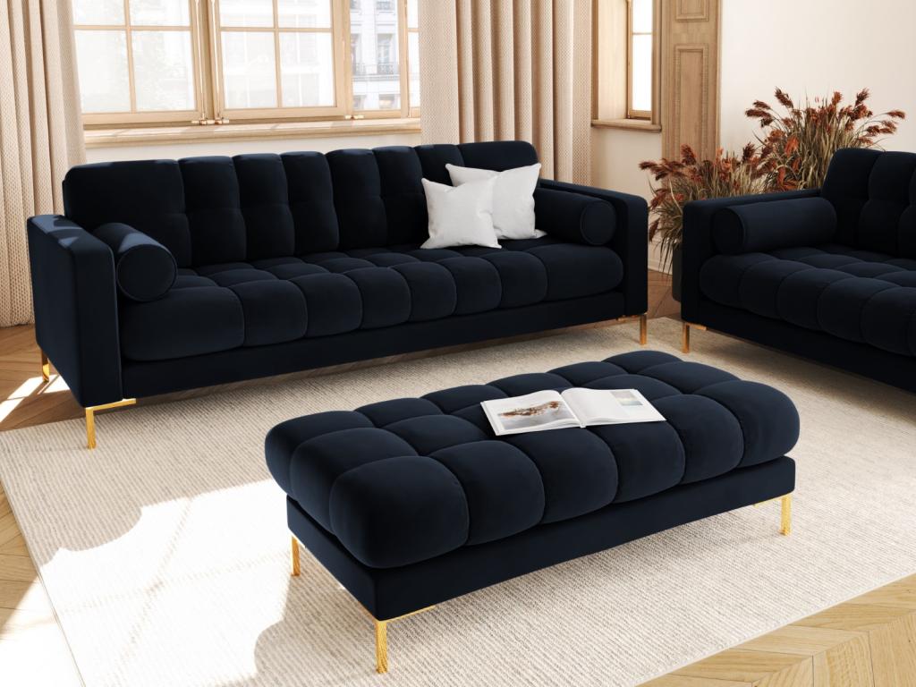 Elariva - 2-seater bench in dark blue velvet - 62x133x41cm CRBI71688
