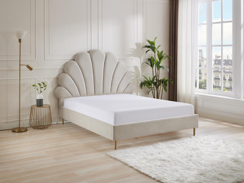 Shell-shaped bed 160x200 cm - Fabric - Beige - Boisona UOWD97670