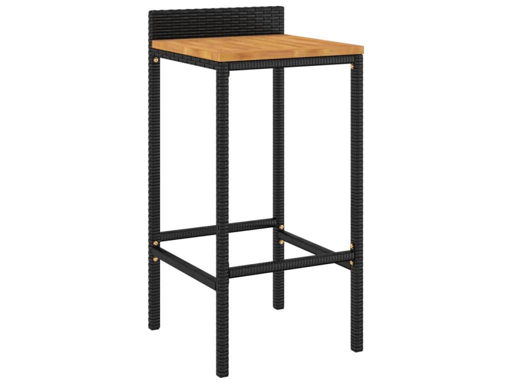 Elariva ZFSZ11521 5-piece black poly rattan/solid wood garden bar set