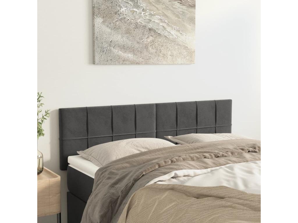 2-piece headboard set, dark grey, 72x5x78/88 cm, velvet, WBMK96385