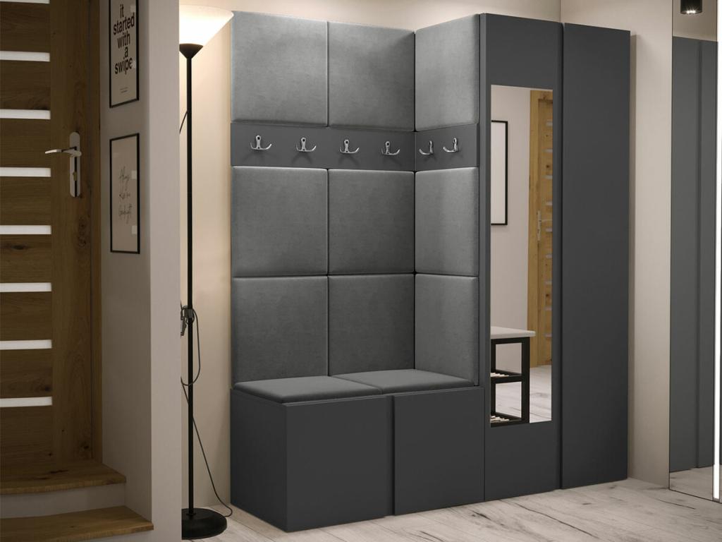 Hallway furniture 278 186x158x46cm Graphite Mirror Tapestry - Laminate ICUN76691