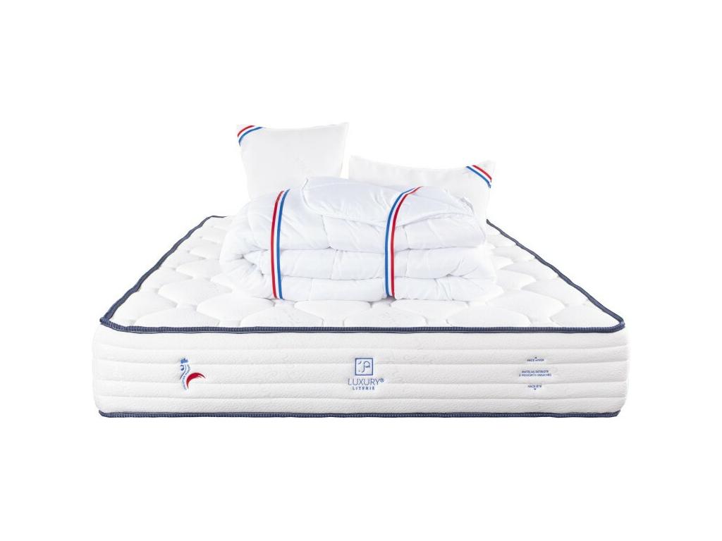 Patriote 27cm Pocket Spring Mattress, High-Density Foam, Independent Sleeping Zones, Firm Support, Pillow, Duvet 140x190cm QNNI55183