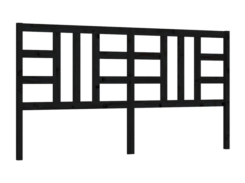 Black Headboard 186x4x100 cm Solid Pine Wood EEZV43931