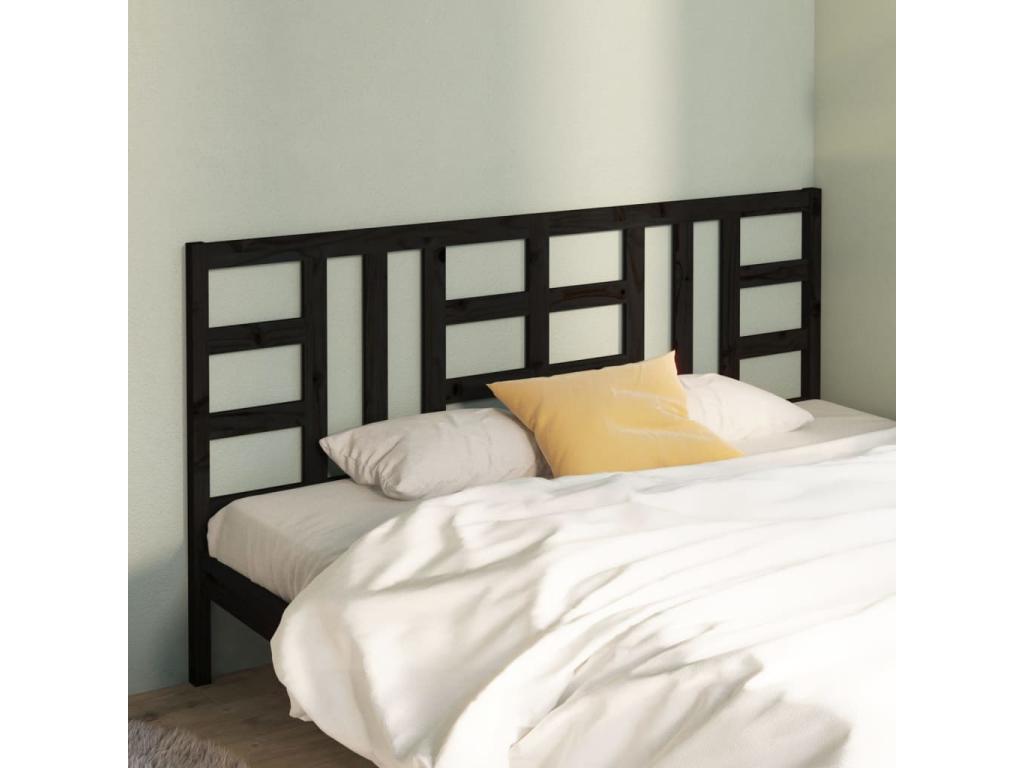 Black Headboard 186x4x100 cm Solid Pine Wood EEZV43931