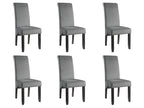 Set of 6 chairs - Quilted velvet / wooden legs - Light grey FBKL63066