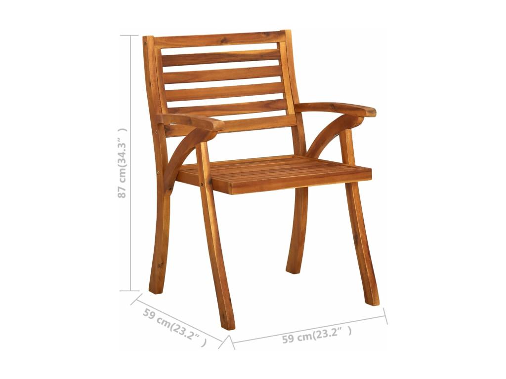 Garden dining chairs with cushions, set of 3, solid wood, AGIN22670