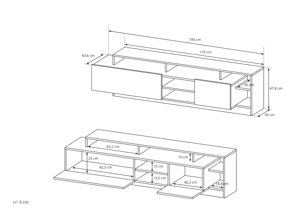 5-piece wall unit set, 260x44x120 cm, White, FQZK55235