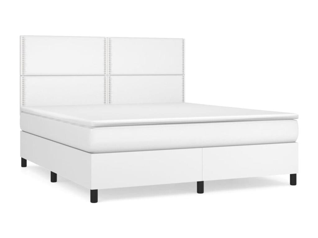 Upholstered bed base with mattress, white, 160x200cm, faux leather, WDKX58023