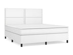 Upholstered bed base with mattress, white, 160x200cm, faux leather, WDKX58023