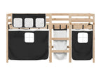 Children's loft bed and curtains, white/black, 90x200cm, solid pine GCKF67394