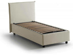 Single bed with storage, upholstered in fabric, Made in Italy, Front opening, suitable for a 90x190 cm mattress, Beige YKTP06849