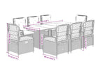 9-piece light grey rattan garden dining set and cushions JJKH27131