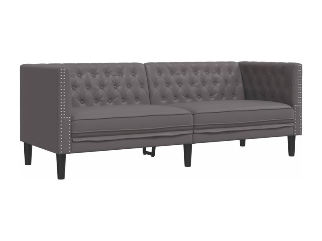 Boisona 2-piece grey faux leather sofa set SHLT43541