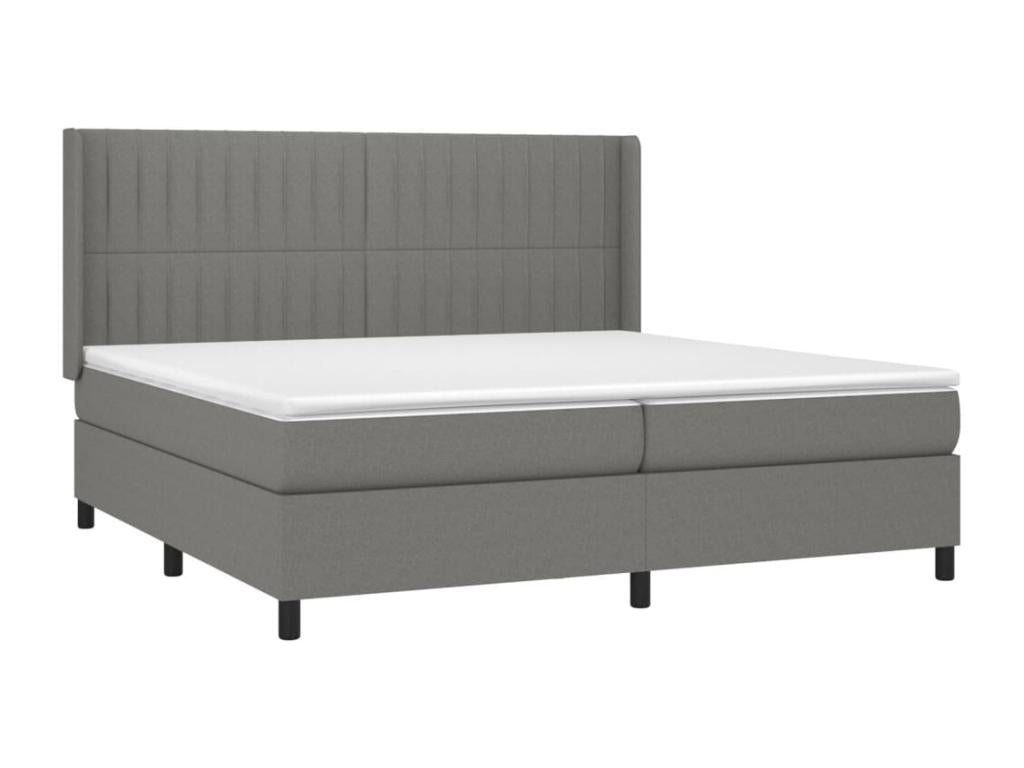 Upholstered bed base with mattress, Dark Grey 200x200cm Fabric VXRM83953
