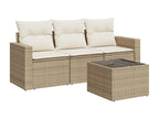 4-piece beige resin wicker garden furniture set with cushions FKVO26691