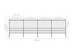 Garden fence with spear-shaped top, steel, 1.75-2 x 6.8 m, black, ROVU17644