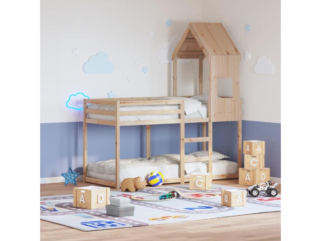 Bunk bed with roof 90x190 cm solid pine wood NGKO74272