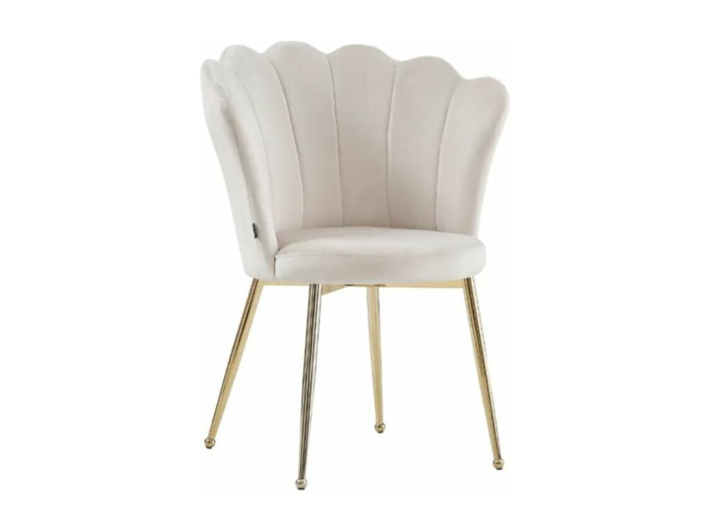 Modern velvet chair with gold metal legs, Petal - Set of 2 - Beige SLXL44205