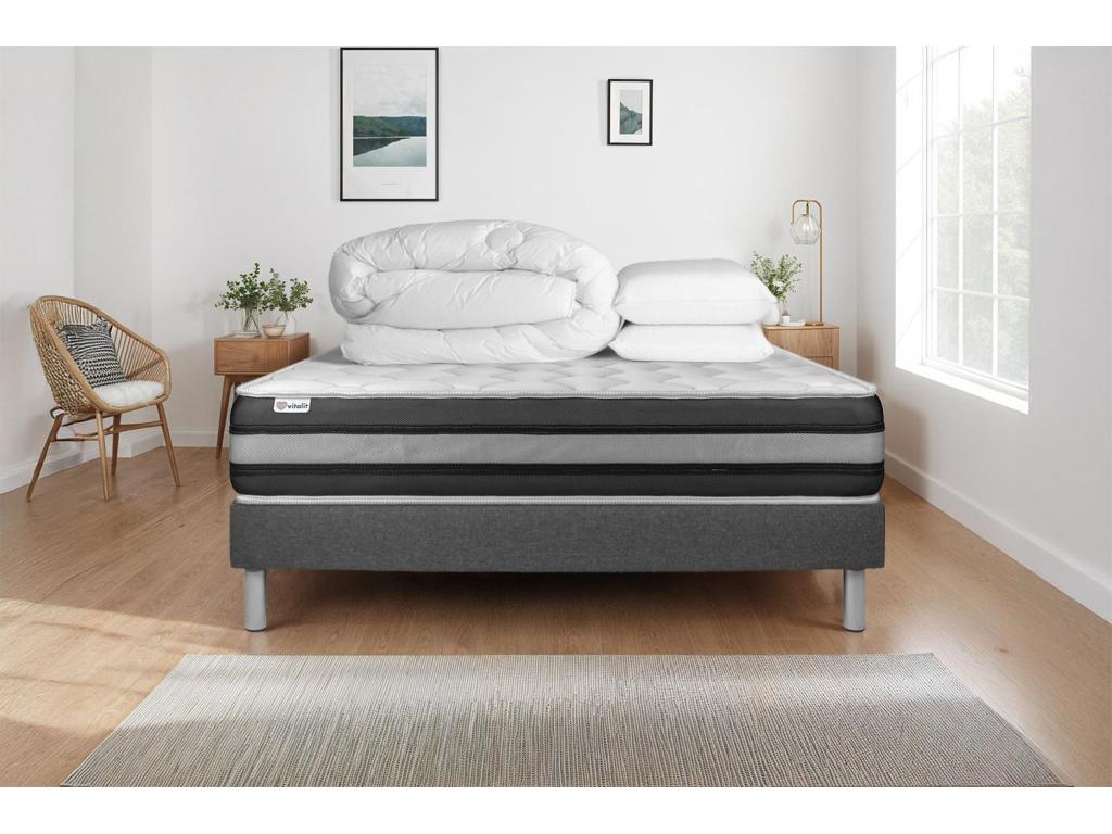 Ready-to-sleep pack 180x200 cm grey bed base LYRI70042